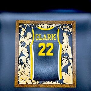 Caitlin Clark basketball jersey wood sign